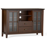 Artisan 53 inch Wide Solid Wood Tall TV Stand in Russet Brown For TVs up to 60 inches