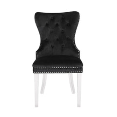 Erica 2PC stainless steel Legs chairs made with Tufted Upholstered Velvet Fabric Black
