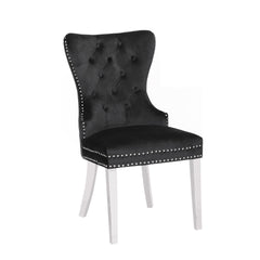 Erica 2PC stainless steel Legs chairs made with Tufted Upholstered Velvet Fabric Black