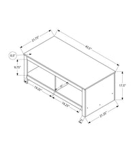 Coffee Table, 44"l, Cocktail, Rectangular, Living Room, Rustique Grey Laminate, Transitional