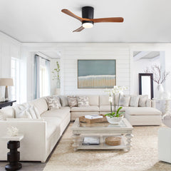 42 Inch Ceiling Fan with Light, Matte Black - Dimmable 3-Color LED, 1/4/8H Timer, Silent for Bedroom