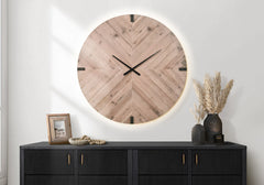 Clocks, 30" Round, Large Oversized, Wall Clock, Brown, Contemporary, Modern