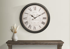 Clocks, 30" Round, Large Oversized, Wall Clock, Brown, Transitional