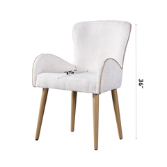 Qwin Beige Boucle & Oak Finish Side Chair (Set of 2)