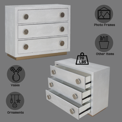 Anpu Silver Faux Crocodile Skin Finish Console Cabinet