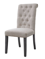 Yabeina Beige Linen & Gray Finish Side Chair (Set of 2)