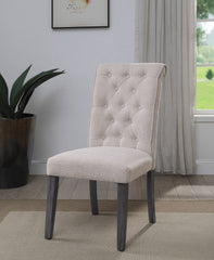 Yabeina Beige Linen & Gray Finish Side Chair (Set of 2)