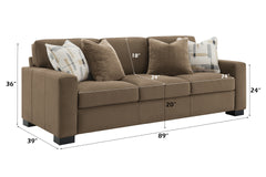 Darya Brown Suede Fabric Sofa w/4 Pillows