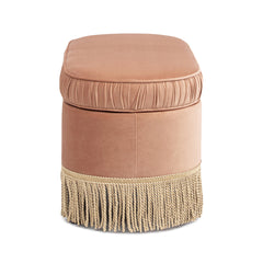Serena 38" Oval Storage Bench Ottoman, Peach Orange Velvet