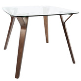 Folia Mid-Century Modern Dinette Table in Walnut and Glass by LumiSource