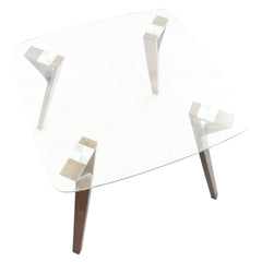 Folia Mid-Century Modern Dinette Table in Walnut and Glass by LumiSource