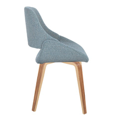 Fabrico Mid-Century Modern Accent/Dining Chair in Zebra Wood and Blue Fabric by LumiSource - Set of 2