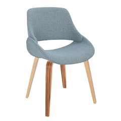 Fabrico Mid-Century Modern Accent/Dining Chair in Zebra Wood and Blue Fabric by LumiSource - Set of 2
