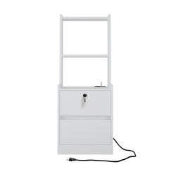 Nightstands Set of 2, with Charging Station, Smart Nightstand with Night Light, Modern Night Stand with Bookshelf, Bedside Tables with Storage Cabinet for Bedroom,White