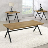 Golden Oak and Gunmetal 3-piece Occasional Set
