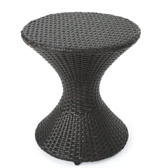 Outdoor 16-inch Multi-brown Wicker Hourgla Side Table
