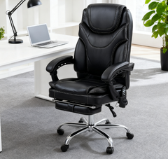 Massage Office Chair,PU Leather Heated Reclining Computer Chair with Footrest