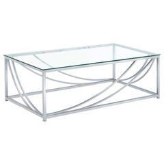 Brianne Glass and Chrome Coffee Table with Metal Leg
