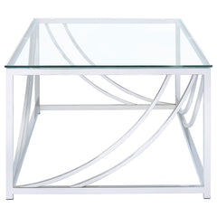Brianne Glass and Chrome Coffee Table with Metal Leg