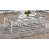 Brianne Glass and Chrome Coffee Table with Metal Leg