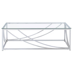 Brianne Glass and Chrome Coffee Table with Metal Leg