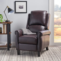 Fabric Recliner Chair Mid-Century Modern Recliner Pushback Single Recliner Sofa with Thicker Seat Cushion Tufted Upholstered Sofa with Wooden leg for Living Room Bedroom