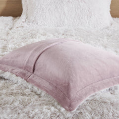 2 PCS Twin/Twin XL Shaggy Faux Fur Comforter Mini Set Pink/White