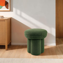 Round Top Accent Chair Pedestal Base Mushroom Design Stool Contemporary Green Finish Primary Living Room