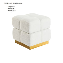 Contemporary Style Square Storage Stool Beige Finish Biscuit Tufting Storage Compartment Primary Living Room