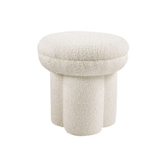 Contemporary Style Beige Finish Round Top Accent Chair Pedestal Base Mushroom Design Stool Primary Living Room