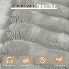 Chaise Lounge Chair Indoor, Oversized Upholstered Sofa Bed, Sleeper Couch Reading Chairs Fluffy Plush Faux Fur Cloud Sofas Couches for Living Room,Grey