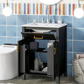24"Bathroom Vanity Combo with Ceramic sink, Luxurious Space-Saving Vanity - W24"*D18"*H34"inch, 2 Soft Close Doors