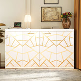 Twin-Size Modern Side-Folding Murphy Bed with Trendy Printed Pattern, LED Under-Bed Lighting & Built-In USB Outlet – Space-Saving Design-White