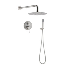 10" Brushed Nickle Roud Rain Shower head and Handheld Shower Head Set