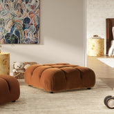 Marcel 36" Bubble Modular Modern Cocktail Ottoman, Olive Green Performance Velvet