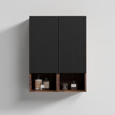CC1014S110.309 Black & Walnut Bathroom Floating Side Cabinet, Wall-mounted Storage Cabinet for Small Space, KD