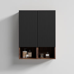 CC1014S110.309 Black & Walnut Bathroom Floating Side Cabinet, Wall-mounted Storage Cabinet for Small Space, KD