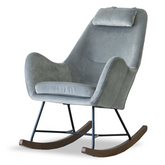 Chelsea Grey Velvet Rocking Chair, Comfort and Style for Home, Light Gray, Velvet, 38.5"H x 27.5"W x 36"D for Living Room Bedroom Waiting Room