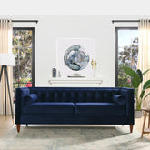 Jack 84" Modern Tuxedo Tufted Sofa, Navy Blue Velvet