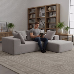 Modern Modular Compressed Sofa with Soft Cushions - Versatile Sectional for Living Room, Grey:YKX-33002-Grey