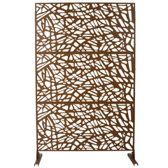 Outdoor & Indoor Privacy Screen Metal Privacy Screen 76" H×48" W, Freestanding Decorative Privacy Screen for Deck Balcony Patio, Privacy Fence Panels for Outside Lawn Garden PS102 BROWN