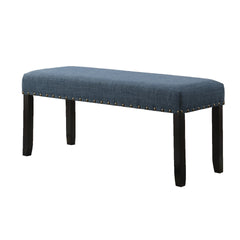 Biony Fabric Dining Bench with Nailhead Trim, Blue