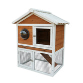 Rabbit Hutch Outdoor, Bunny Cage with Waterproof Roof, Removable Pull Out Tray, 2-tier Wooden Rabbit House for Small Animals, Rabbit Enclosure Suits for Guinea Pigs, Hamster,.Viewing Window Design