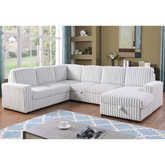 122 Inch Pull Out Couch, Rabbit plush Fabric Sofa Bed Ports & Comfy Upholstered, Oversized U Shape Sectional Sleeper Sofa Bed with Storage Chaise,GRAYISH WHITE