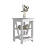 3-Tier End Table/Nightstand, Side Table for Small Space, White