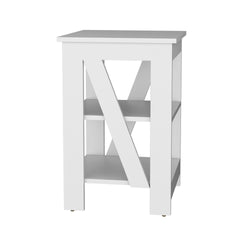 3-Tier End Table/Nightstand, Side Table for Small Space, White