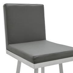Corvin 30" Swivel Modern Metal and Gray Faux Leather Bar and Counter Stool