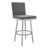 Corvin 30" Swivel Modern Metal and Gray Faux Leather Bar and Counter Stool
