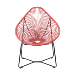 Lirren Indoor Outdoor Steel Papasan Lounge Chair with Brick Red Rope