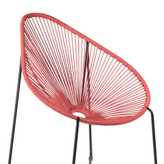Lirren Indoor Outdoor Steel Papasan Lounge Chair with Brick Red Rope